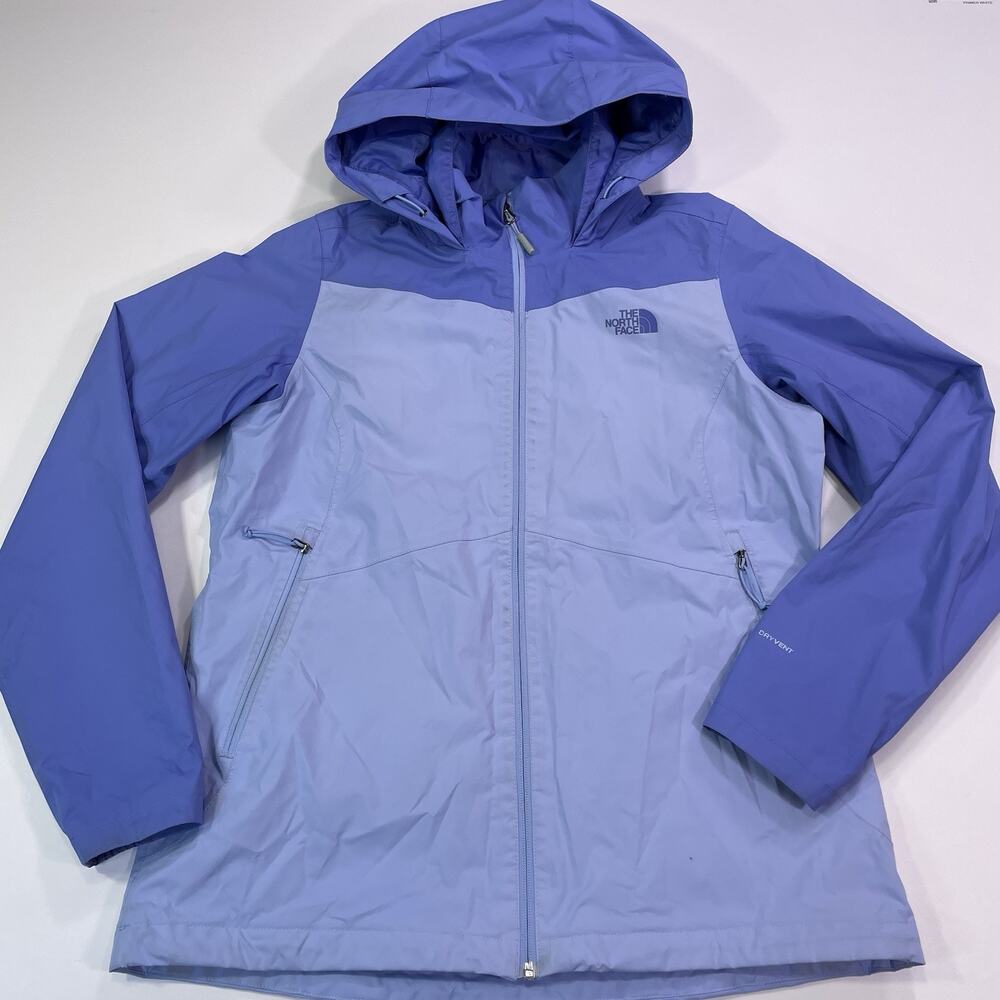 North Face Jacket Womens Large Blue DryVent Hooded Rain Windbreaker Outdoor